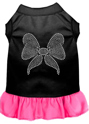 Rhinestone Bow Dress Black With Bright Pink Med