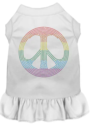 Rhinestone Rainbow Peace Dress White Lg