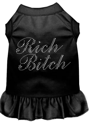 Rhinestone Rich Bitch Dress Black Xxxl
