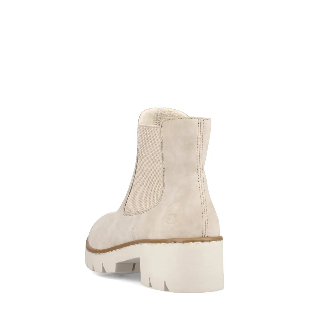 Rieker Women's Prisca 72 Side Zip Ankle Boot (Ginger Cream)
