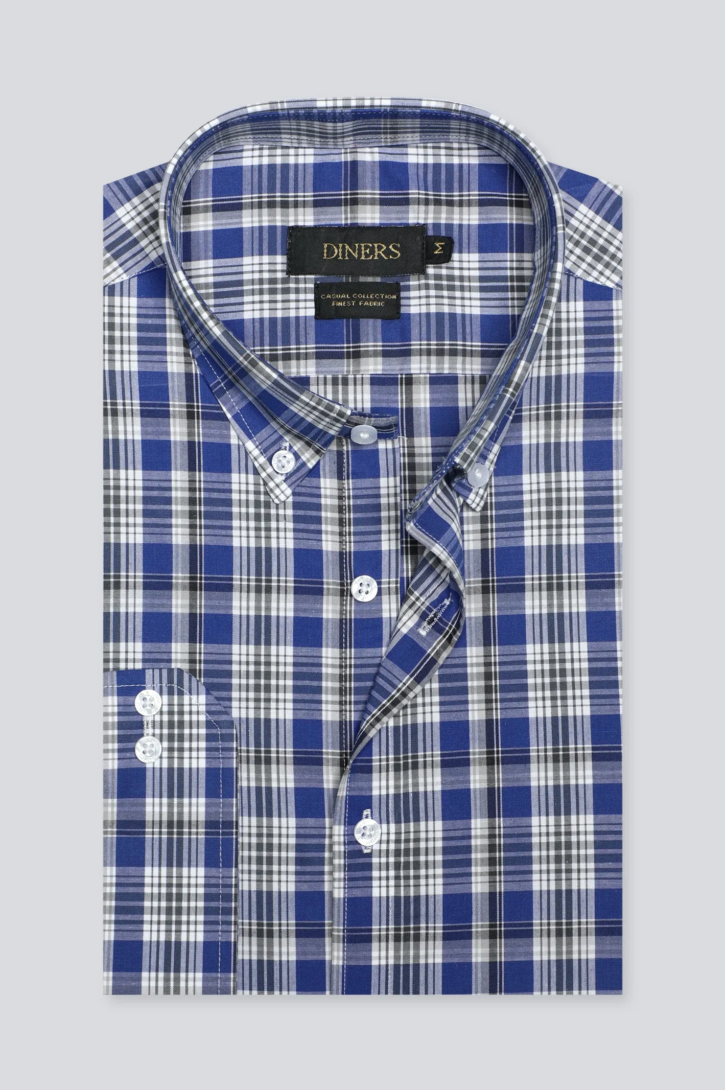 Royal Blue Tattersall Check Casual Shirt