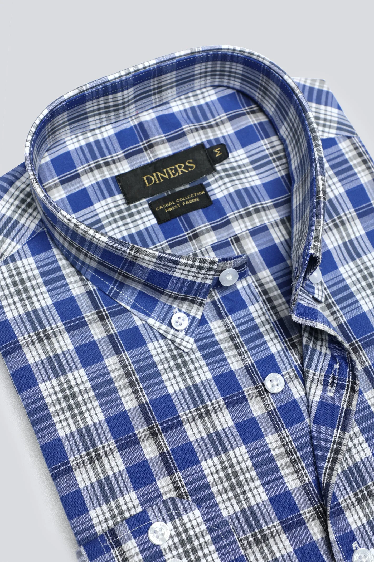 Royal Blue Tattersall Check Casual Shirt