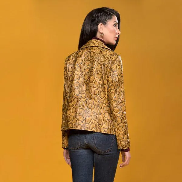 Sheep Crust Snake Perfecto Leather Jacket - Yellow | Kaptan