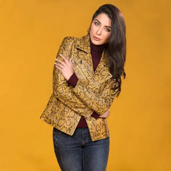 Sheep Crust Snake Perfecto Leather Jacket - Yellow | Kaptan