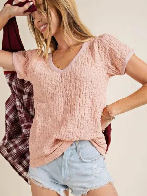 She's So Bubbly Bubble Texture Top in Pink