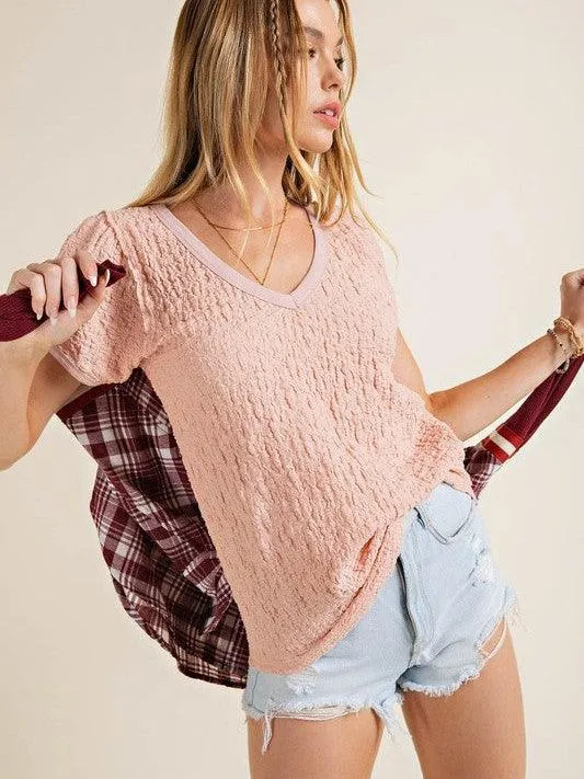 She's So Bubbly Bubble Texture Top in Pink