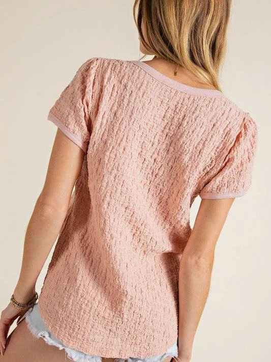 She's So Bubbly Bubble Texture Top in Pink