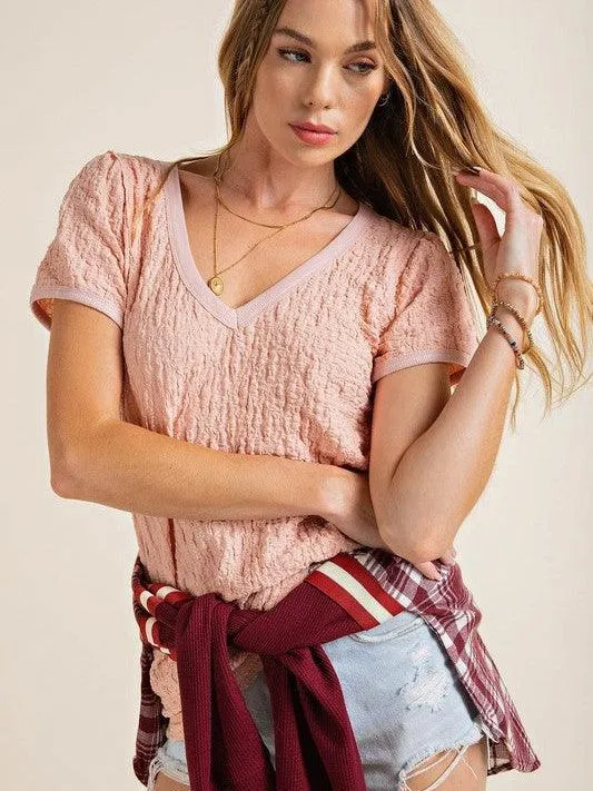 She's So Bubbly Bubble Texture Top in Pink