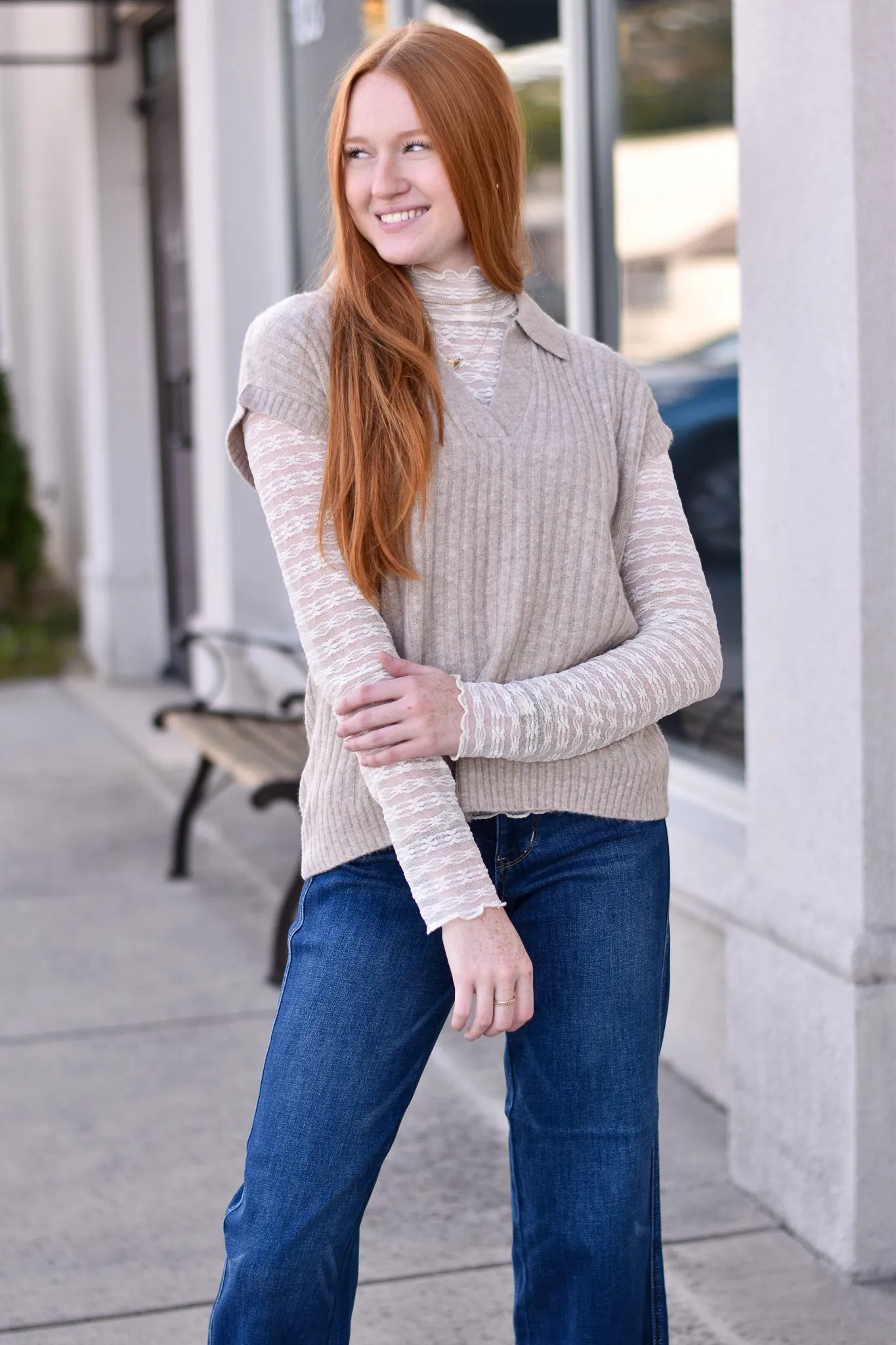 Soft Brushed Ribbed Sleeveless Sweater