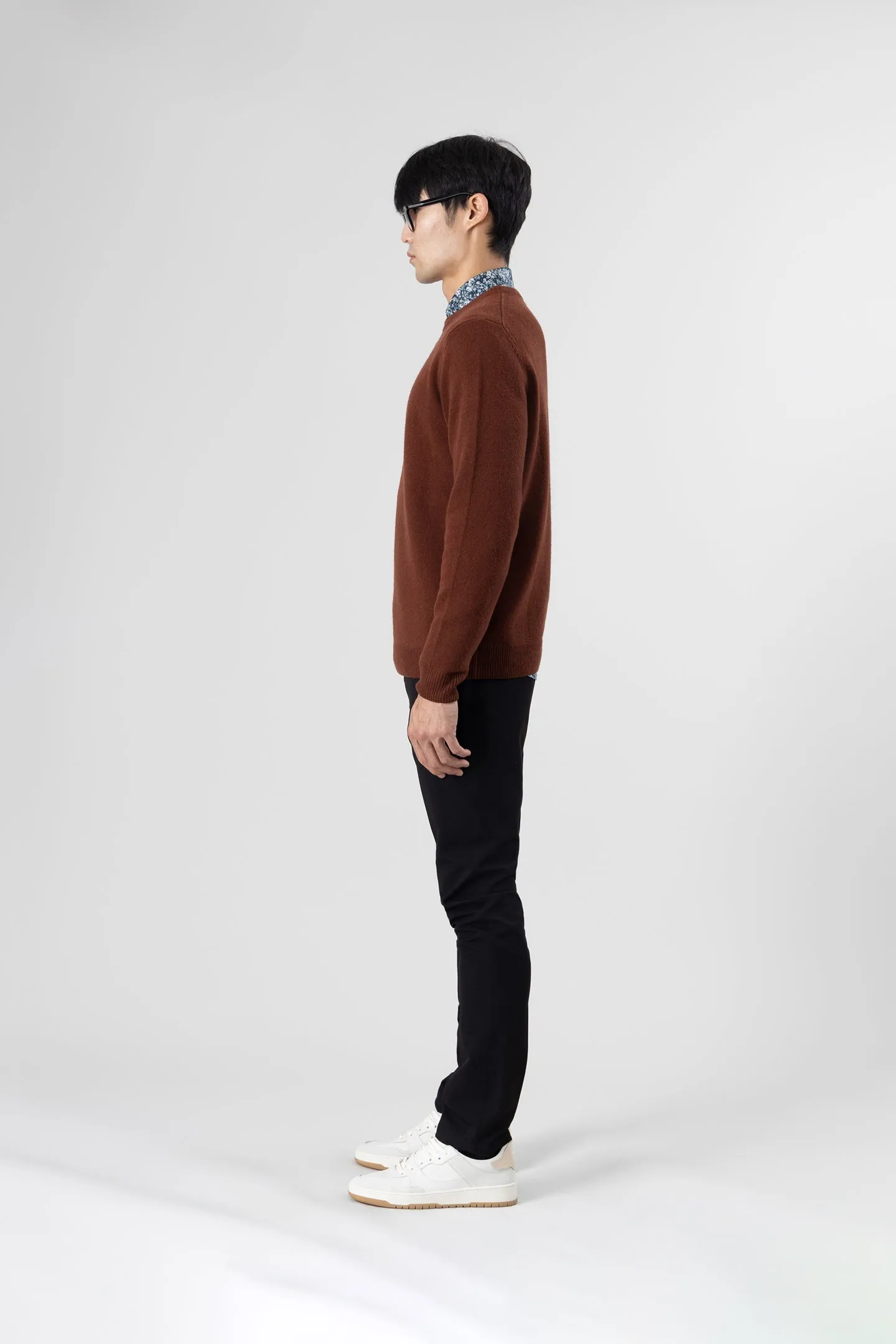 Soft Cloth Crewneck Sweater in Merino Jersey - Cherrywood