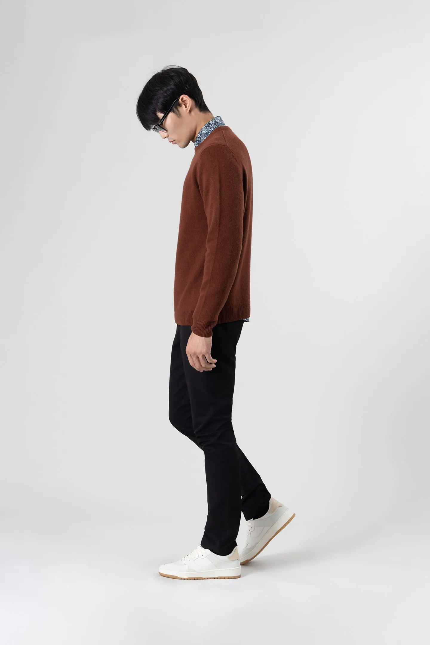 Soft Cloth Crewneck Sweater in Merino Jersey - Cherrywood