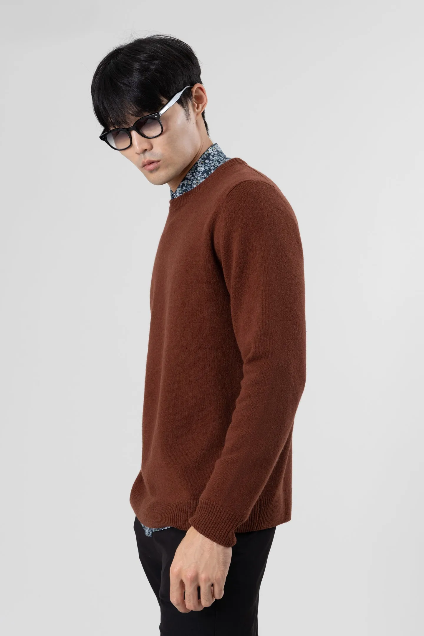Soft Cloth Crewneck Sweater in Merino Jersey - Cherrywood