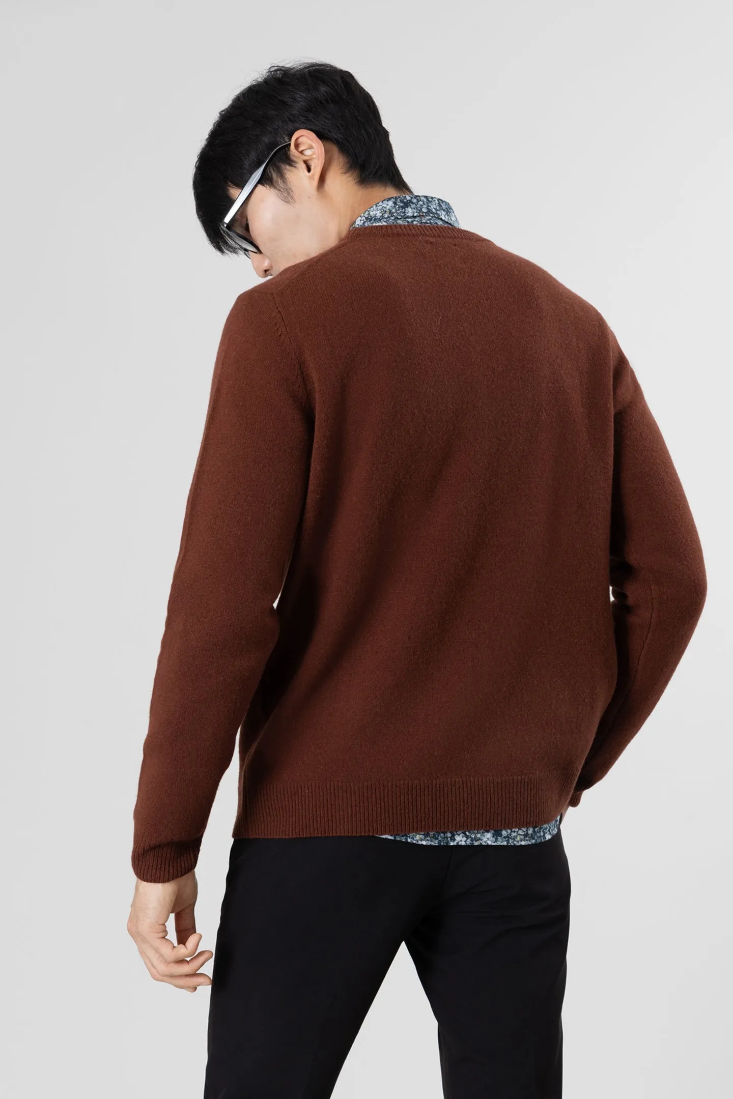 Soft Cloth Crewneck Sweater in Merino Jersey - Cherrywood