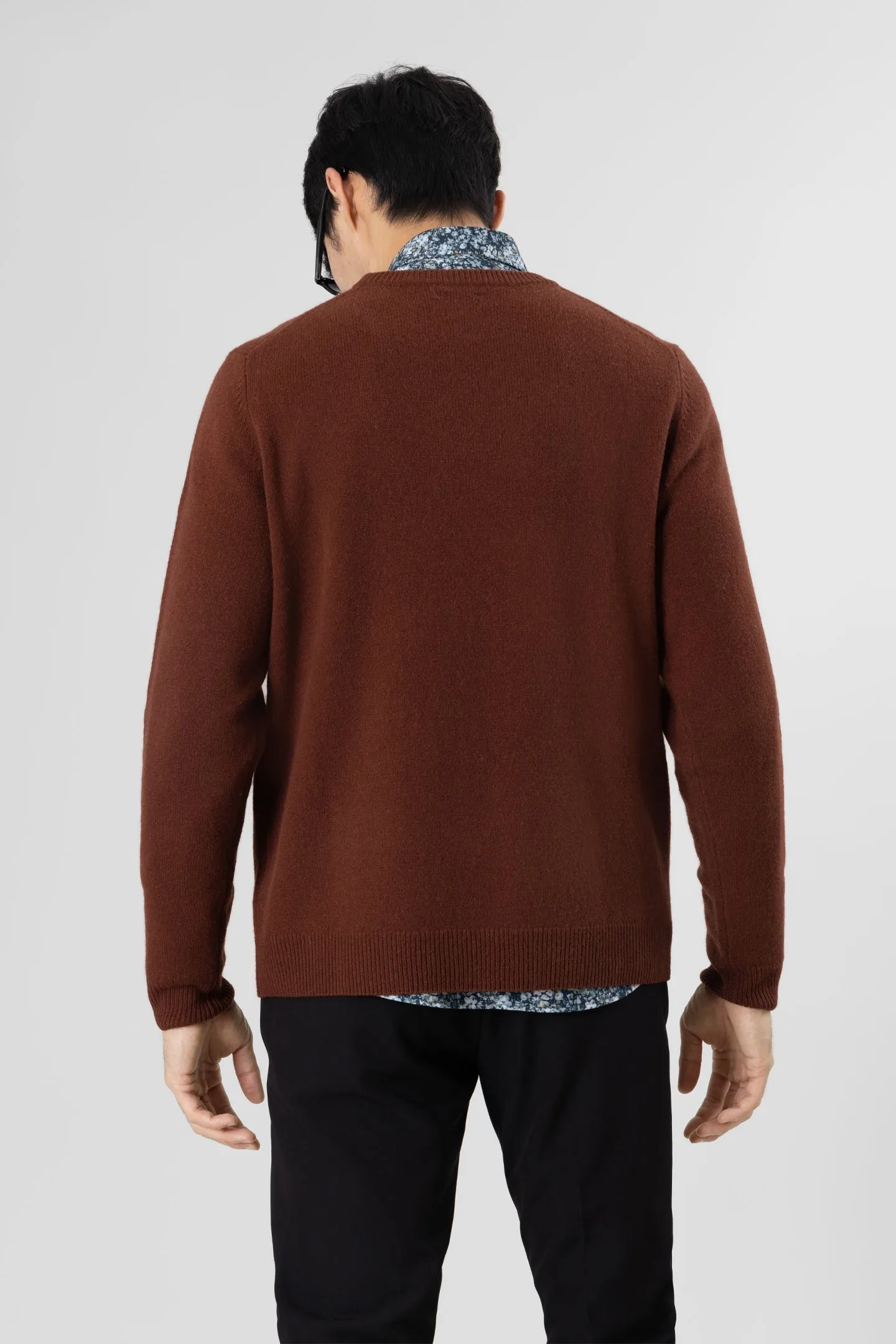 Soft Cloth Crewneck Sweater in Merino Jersey - Cherrywood