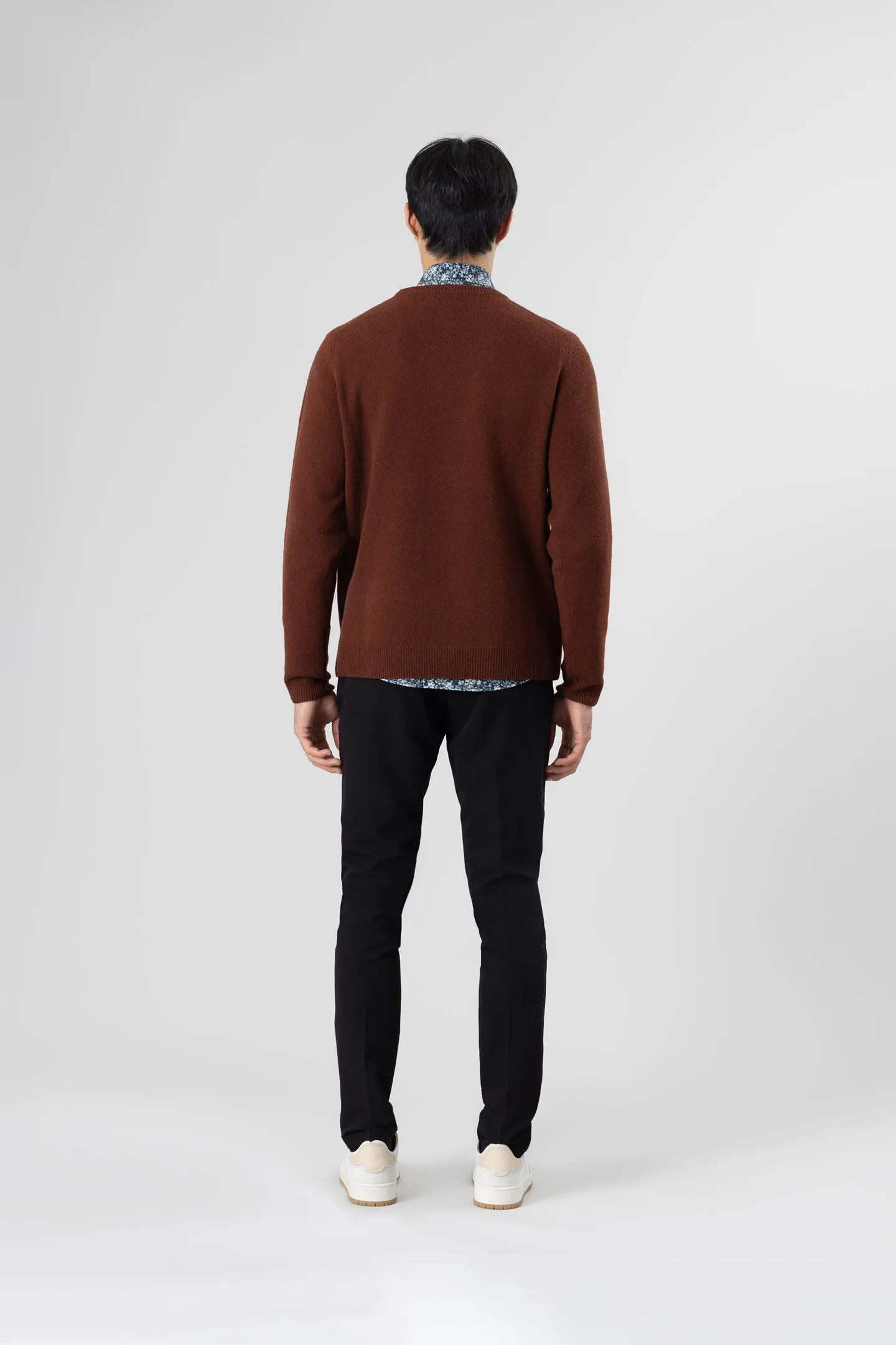 Soft Cloth Crewneck Sweater in Merino Jersey - Cherrywood