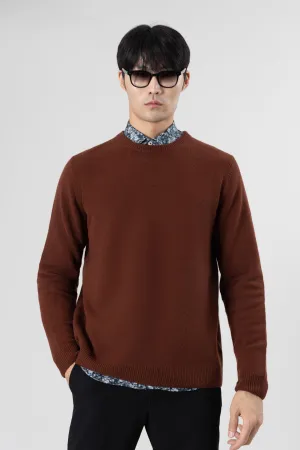 Soft Cloth Crewneck Sweater in Merino Jersey - Cherrywood