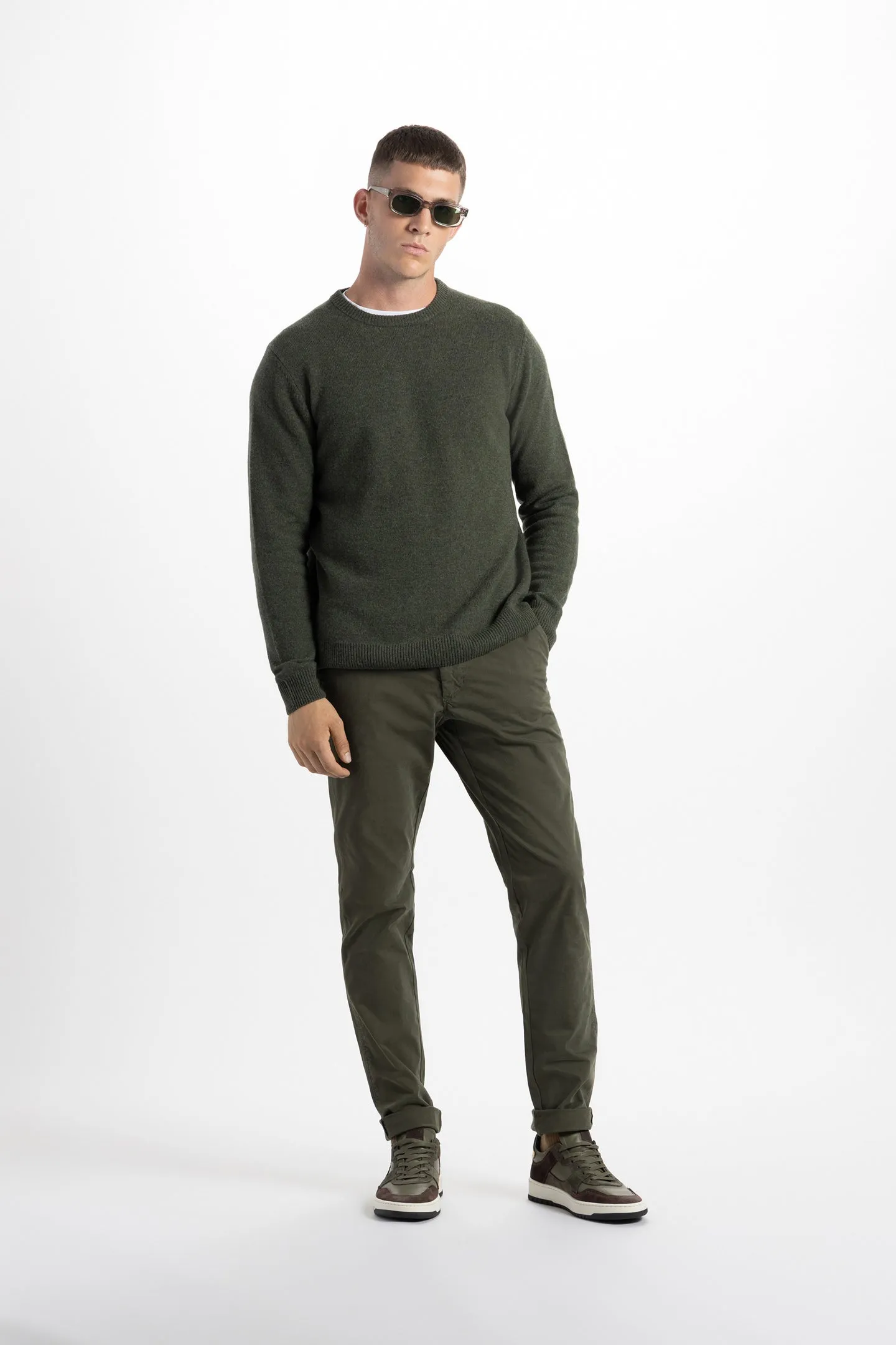 Soft Cloth Crewneck Sweater in Merino Jersey - Thyme