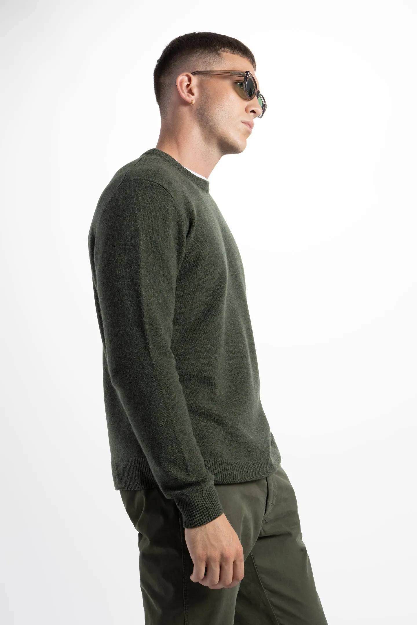 Soft Cloth Crewneck Sweater in Merino Jersey - Thyme