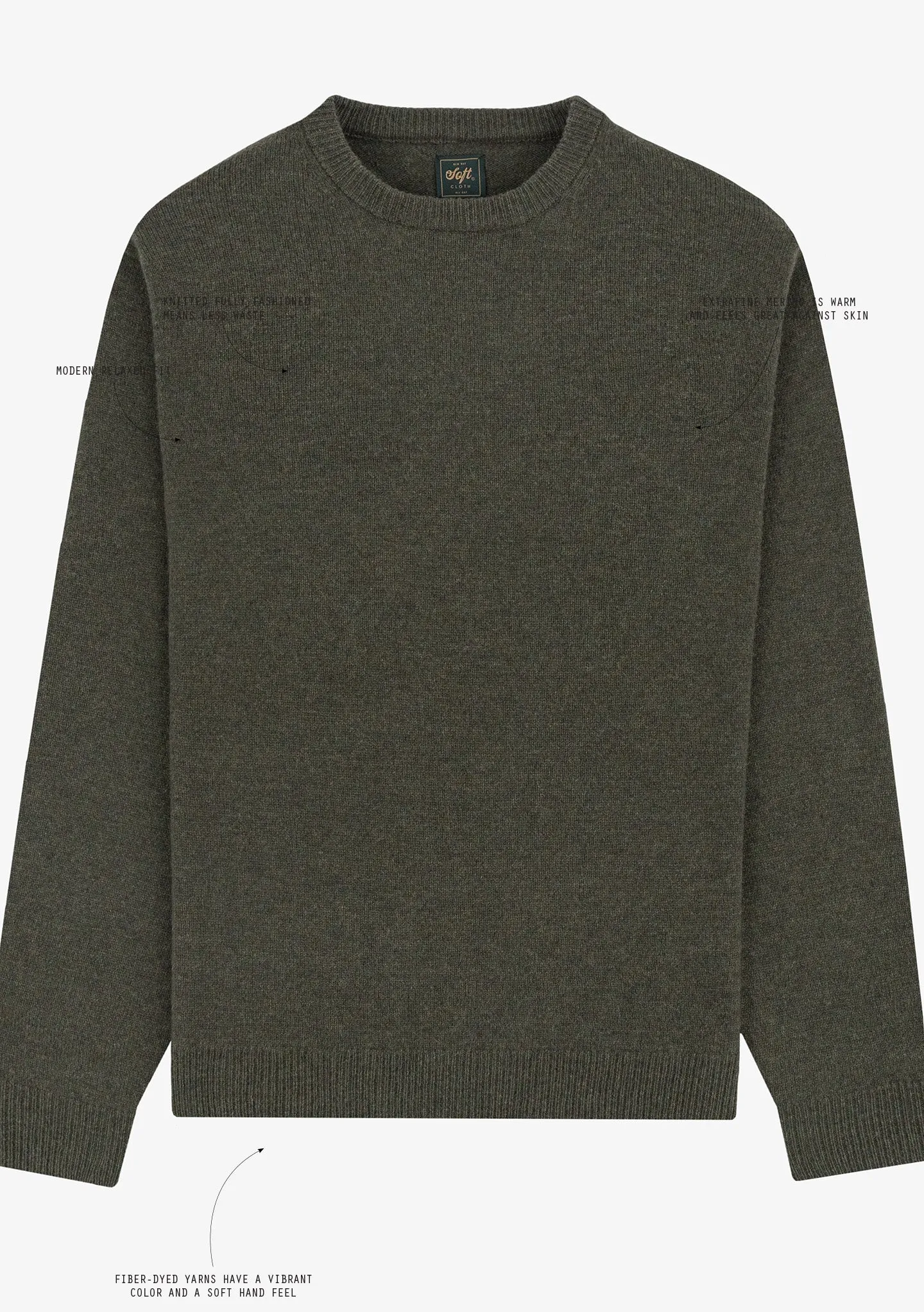 Soft Cloth Crewneck Sweater in Merino Jersey - Thyme