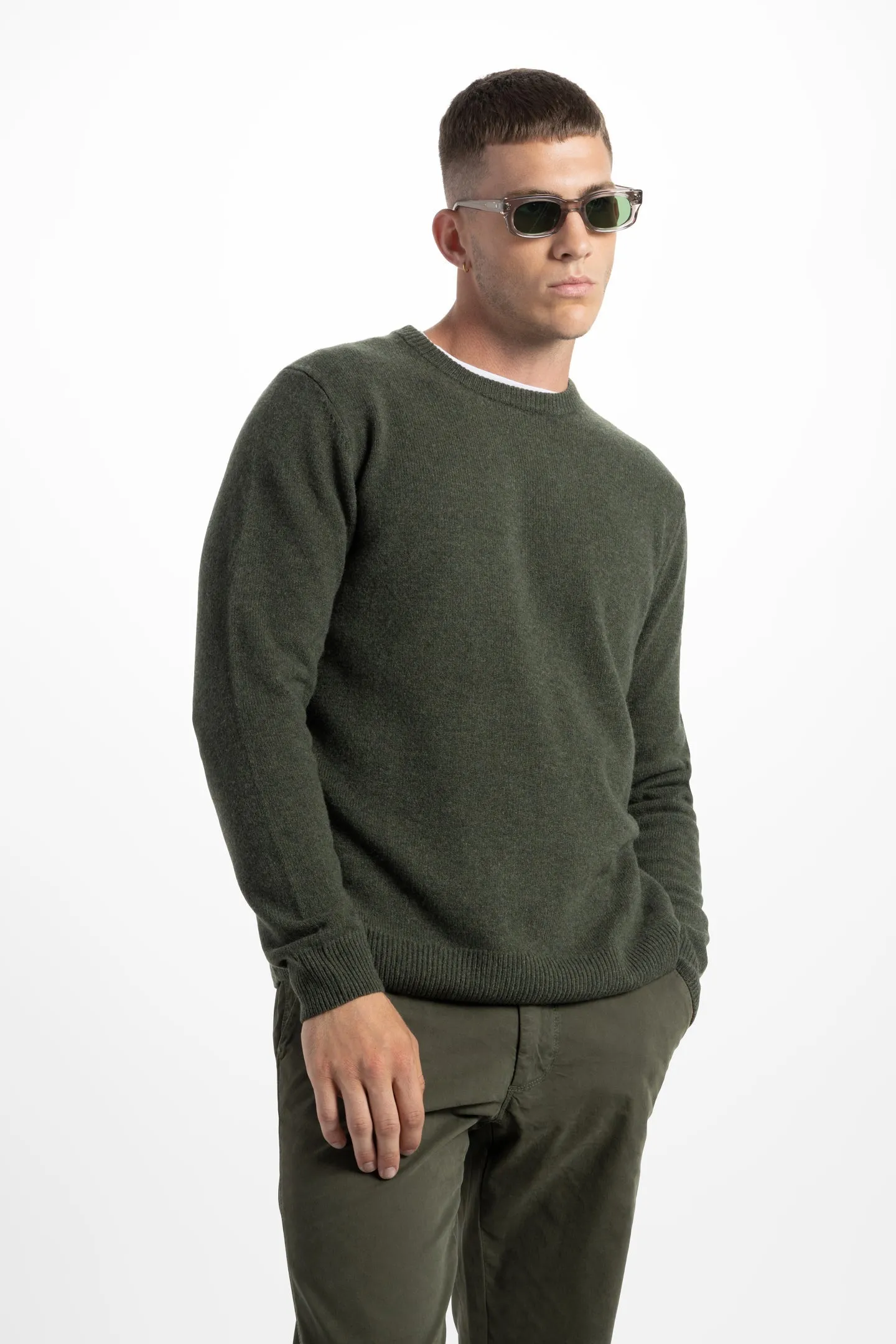 Soft Cloth Crewneck Sweater in Merino Jersey - Thyme