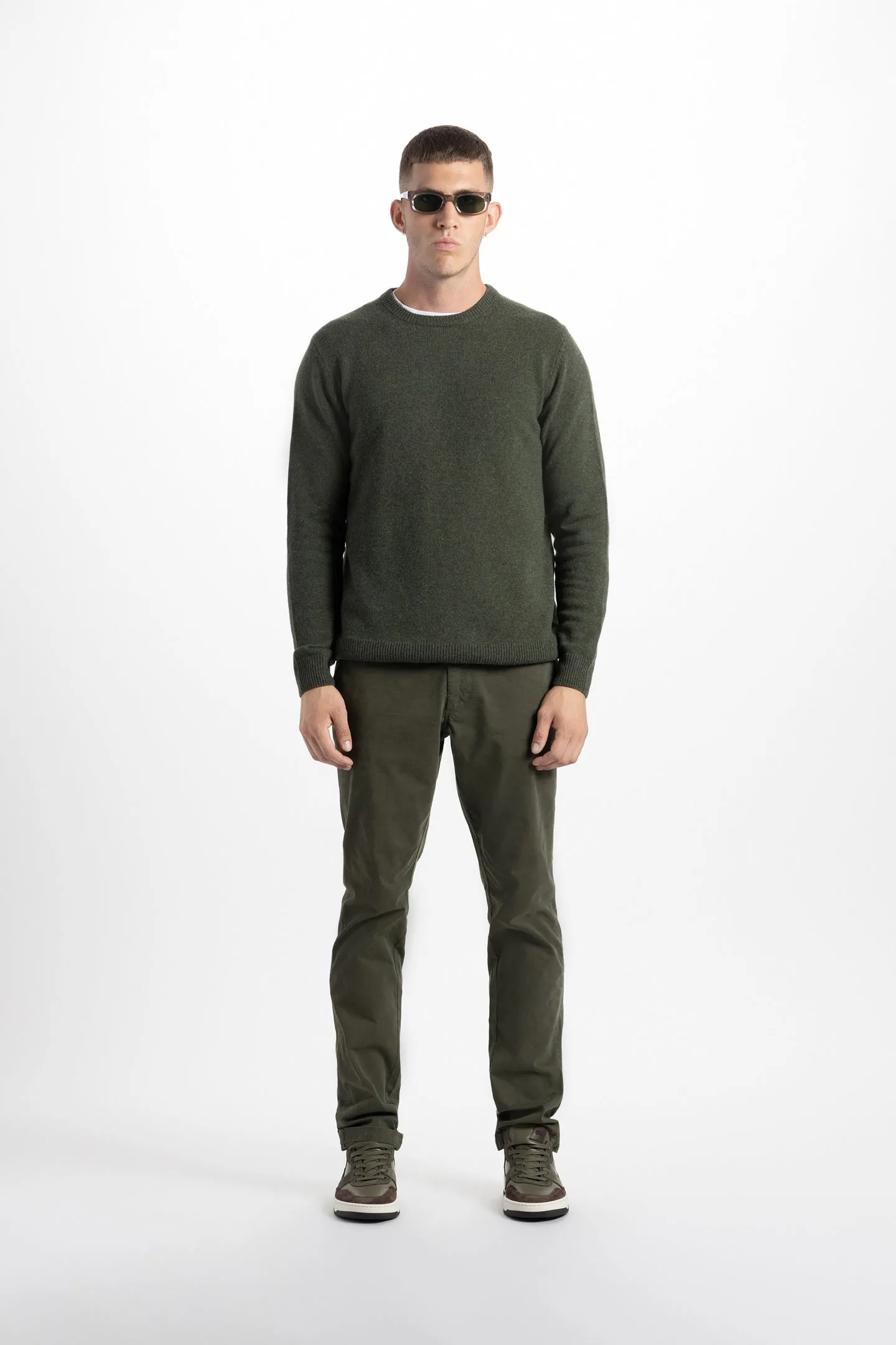 Soft Cloth Crewneck Sweater in Merino Jersey - Thyme