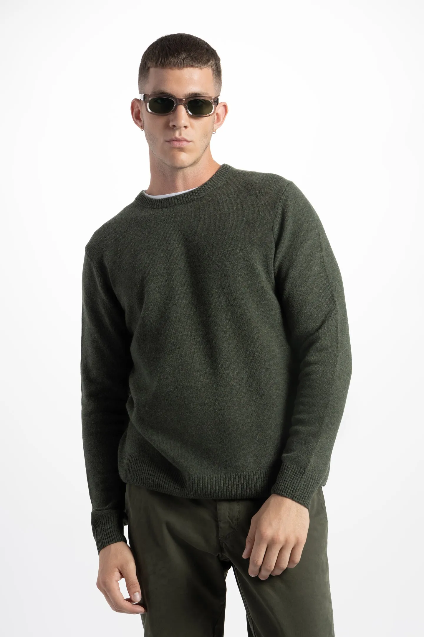 Soft Cloth Crewneck Sweater in Merino Jersey - Thyme