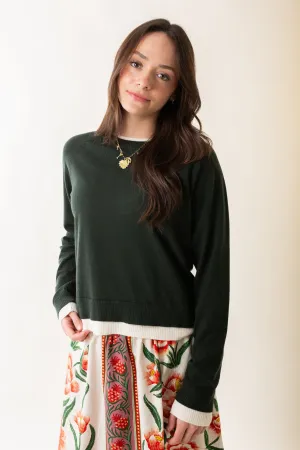 Soft Knit Crew Neck Sweater in Sea Moss
