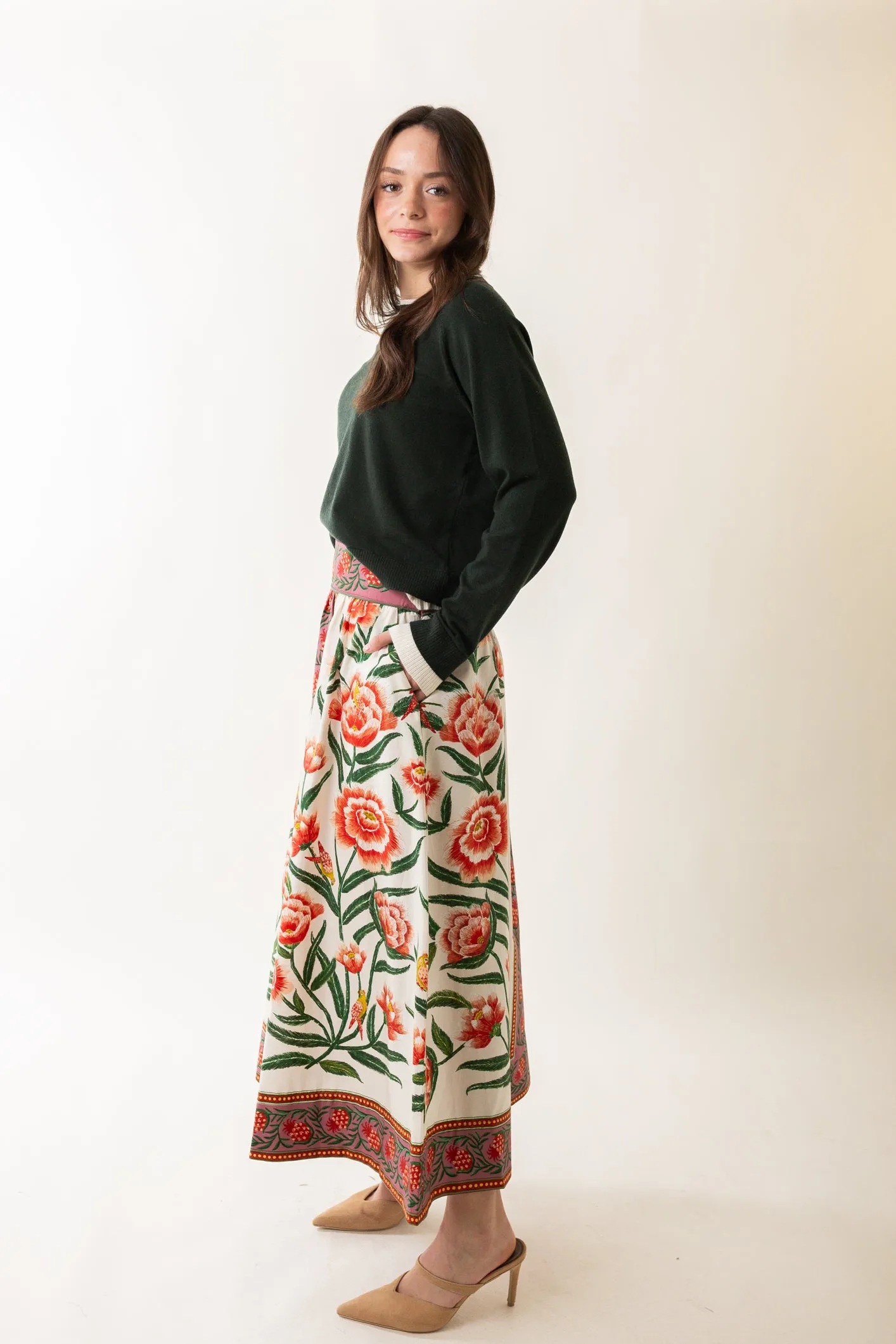 Soft Knit Crew Neck Sweater in Sea Moss