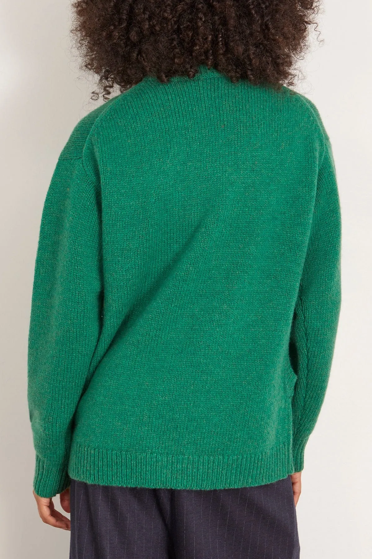Soft Lambswool Sweater With Cut Out Detail in Green