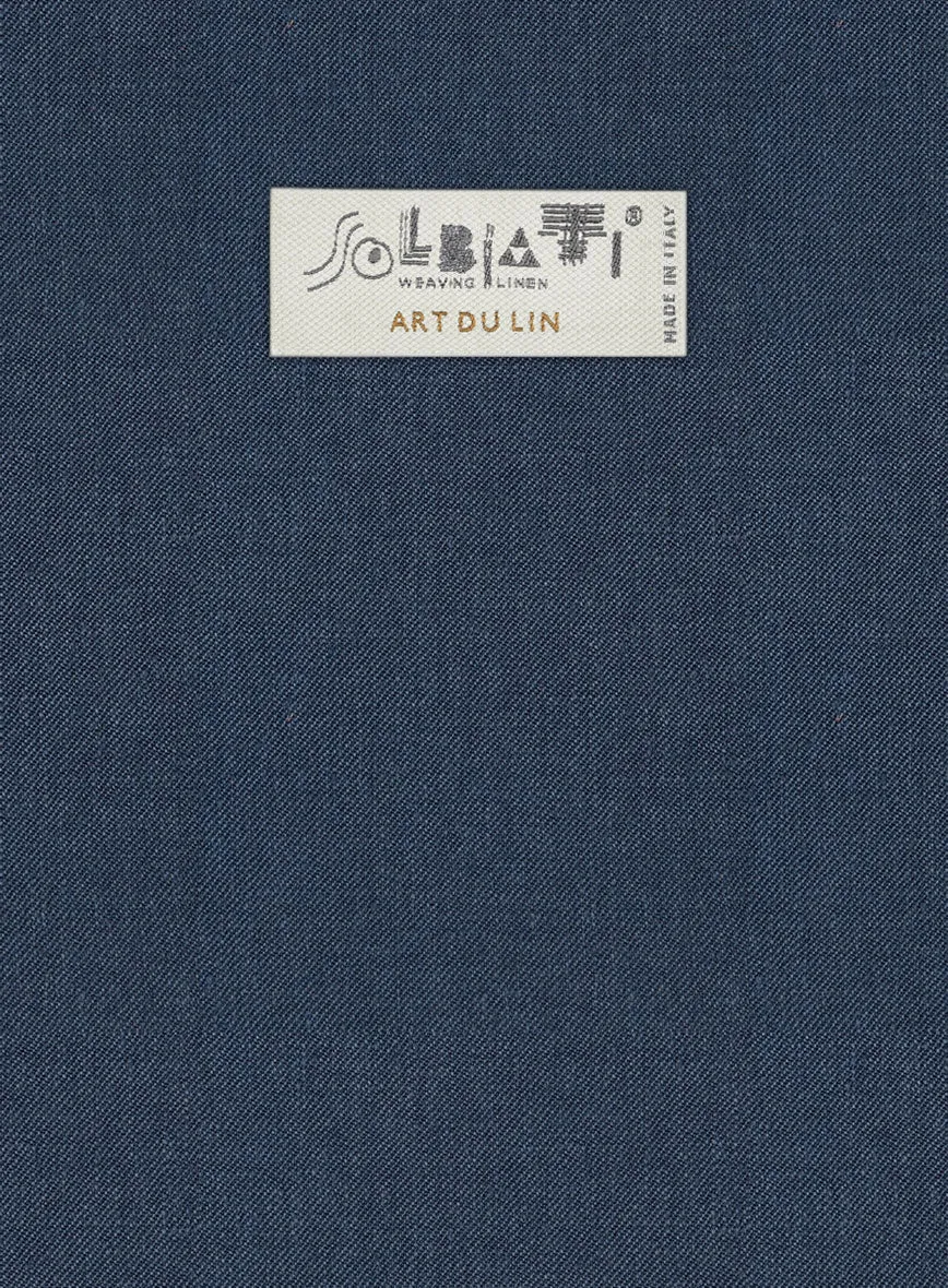 Solbiati Art Du Lin Ebony Blue Linen Suit