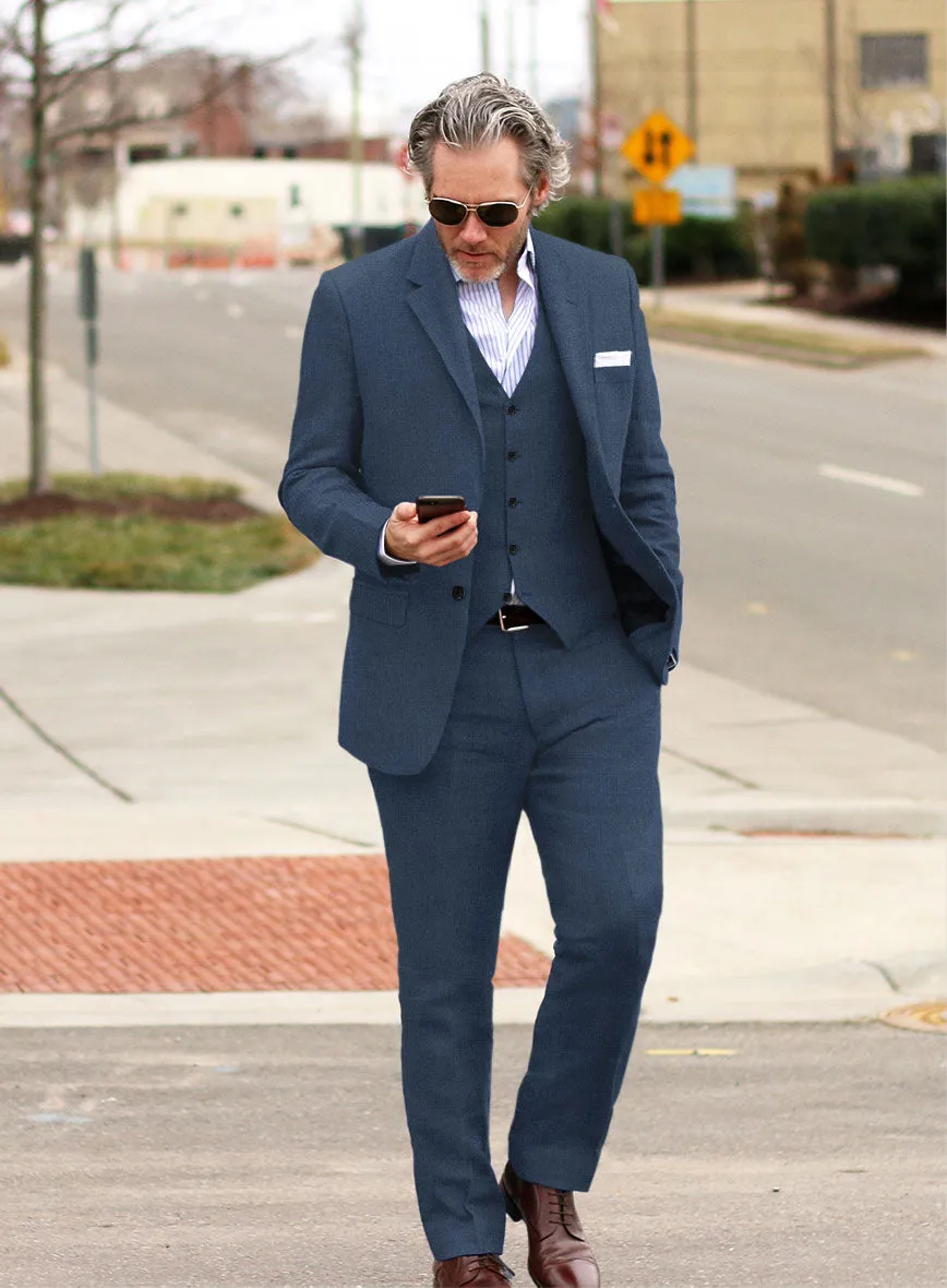 Solbiati Art Du Lin Ebony Blue Linen Suit