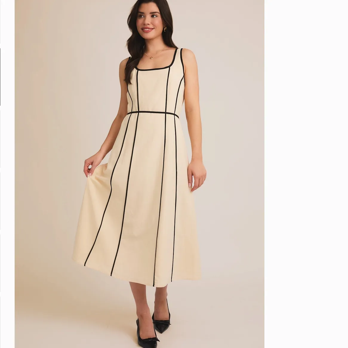 Square Neck Contrast Dress
