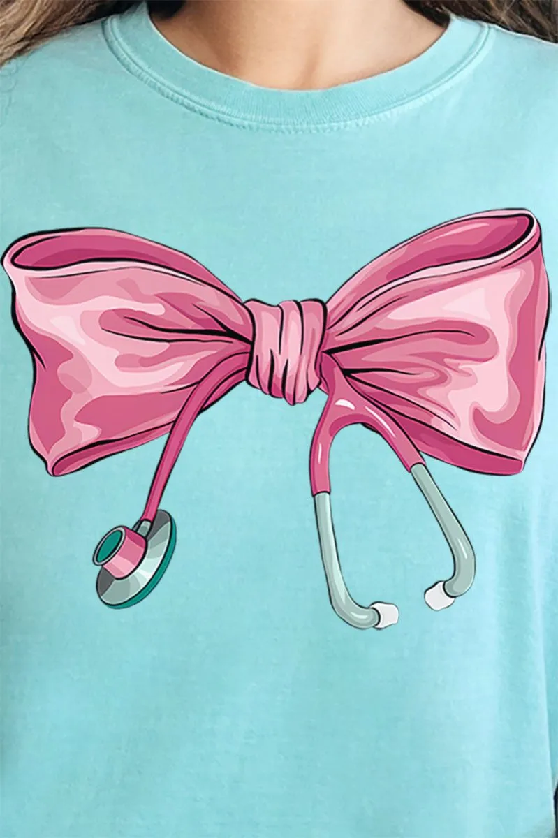 Stethoscope Bow Comfort Colors Adult Ring-Spun Cotton Tee