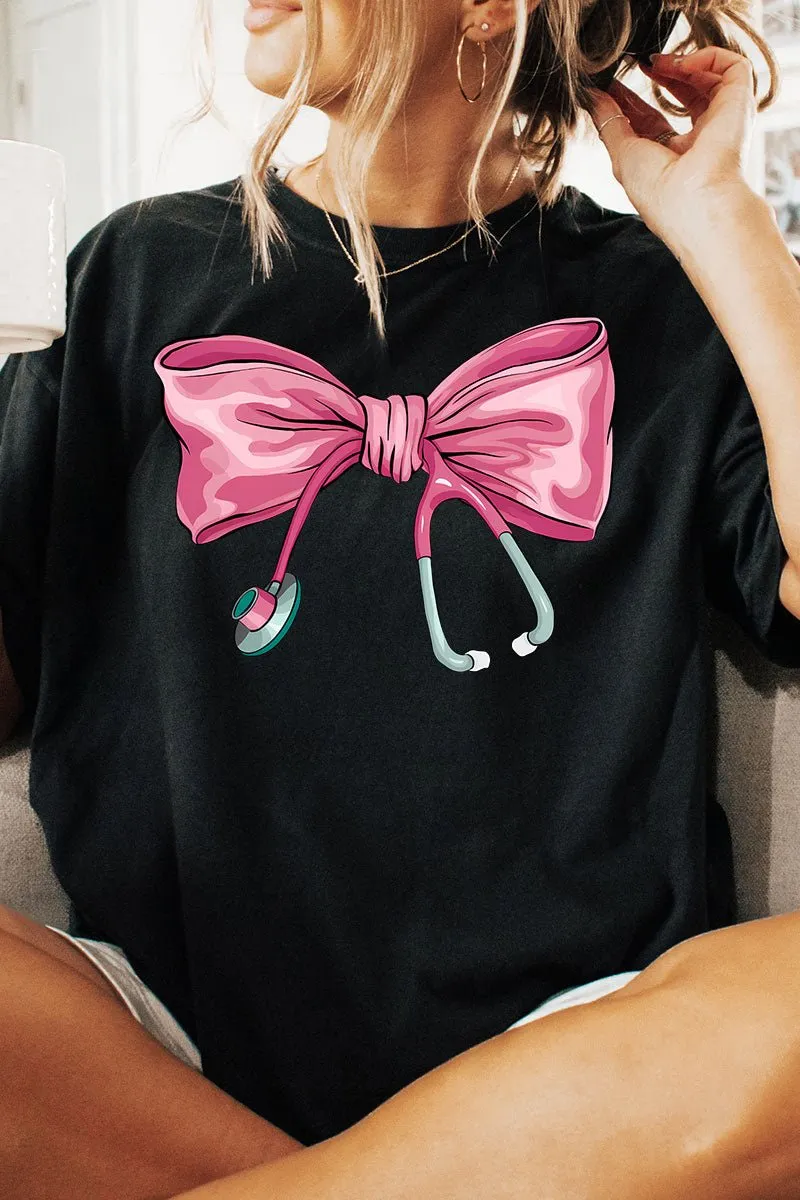 Stethoscope Bow Comfort Colors Adult Ring-Spun Cotton Tee