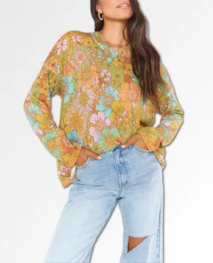 Sue Pocket Sweater Groovy Blooms