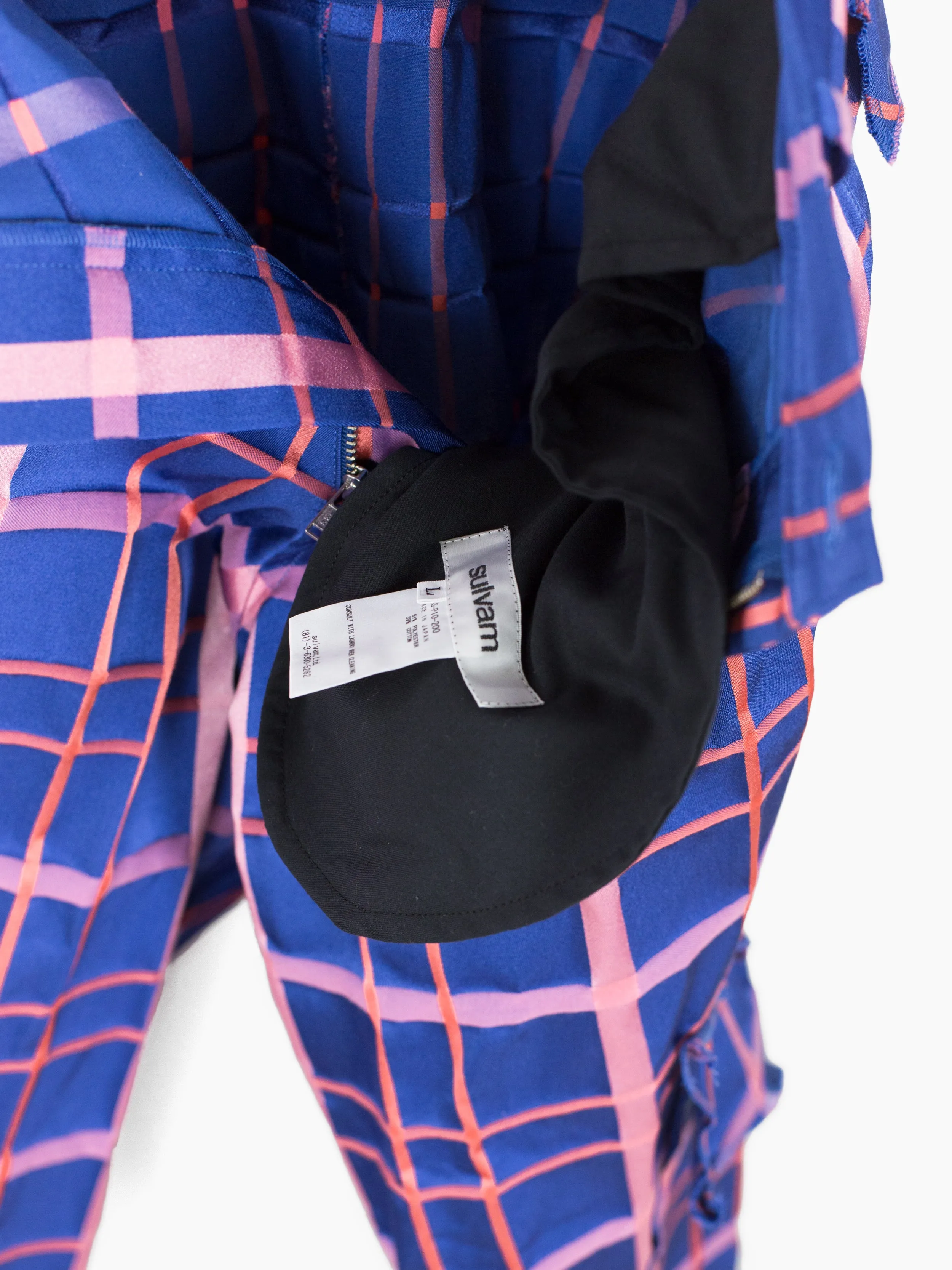 Sulvam AW23 Crushed Memory Poly Tartan Cargo Trousers