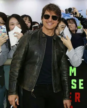Tom Cruise Inspired Vintage Biker Leather Jacket