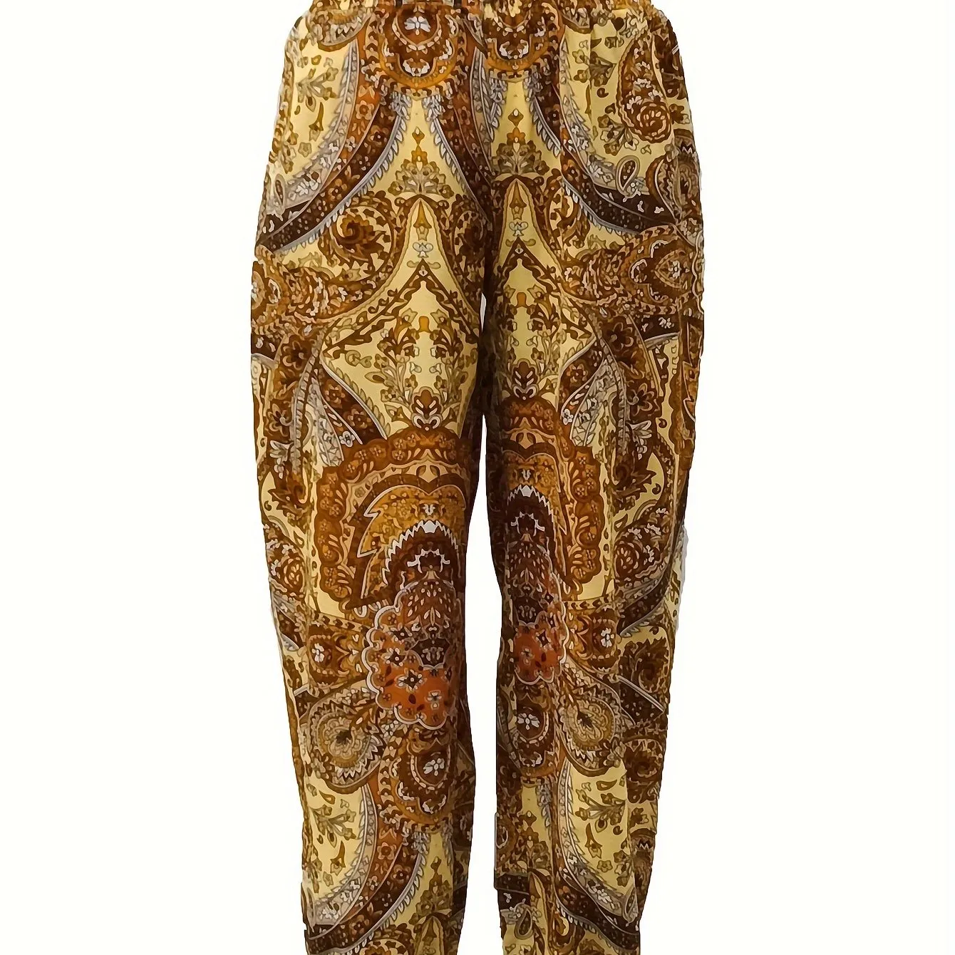 Trendy Tribal Print Jogger Pants - Comfortable Button Detail, Boho Loose Fit for Spring & Summer - Womens Fashion Essential