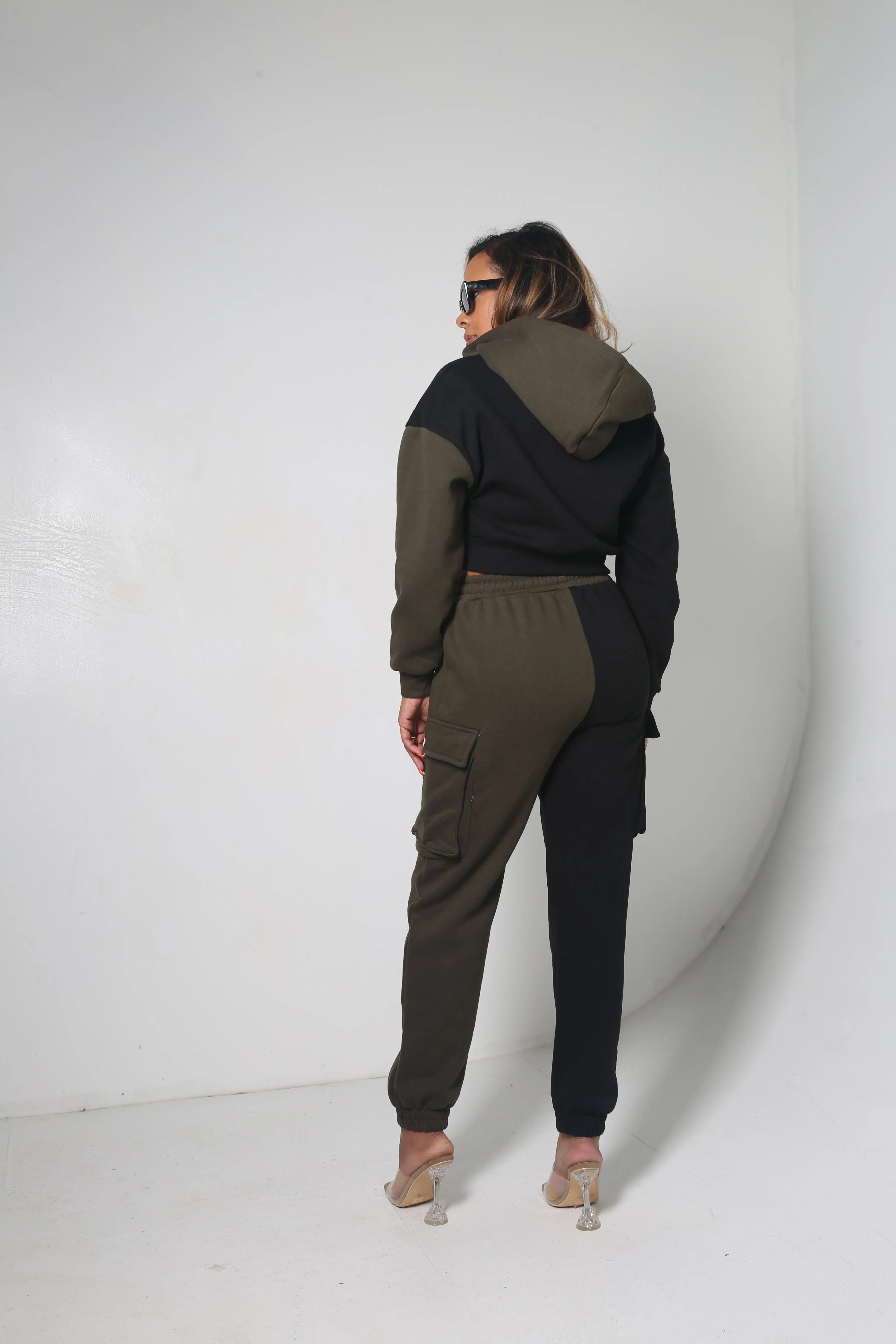 Two Tone Jogger Set | Olive