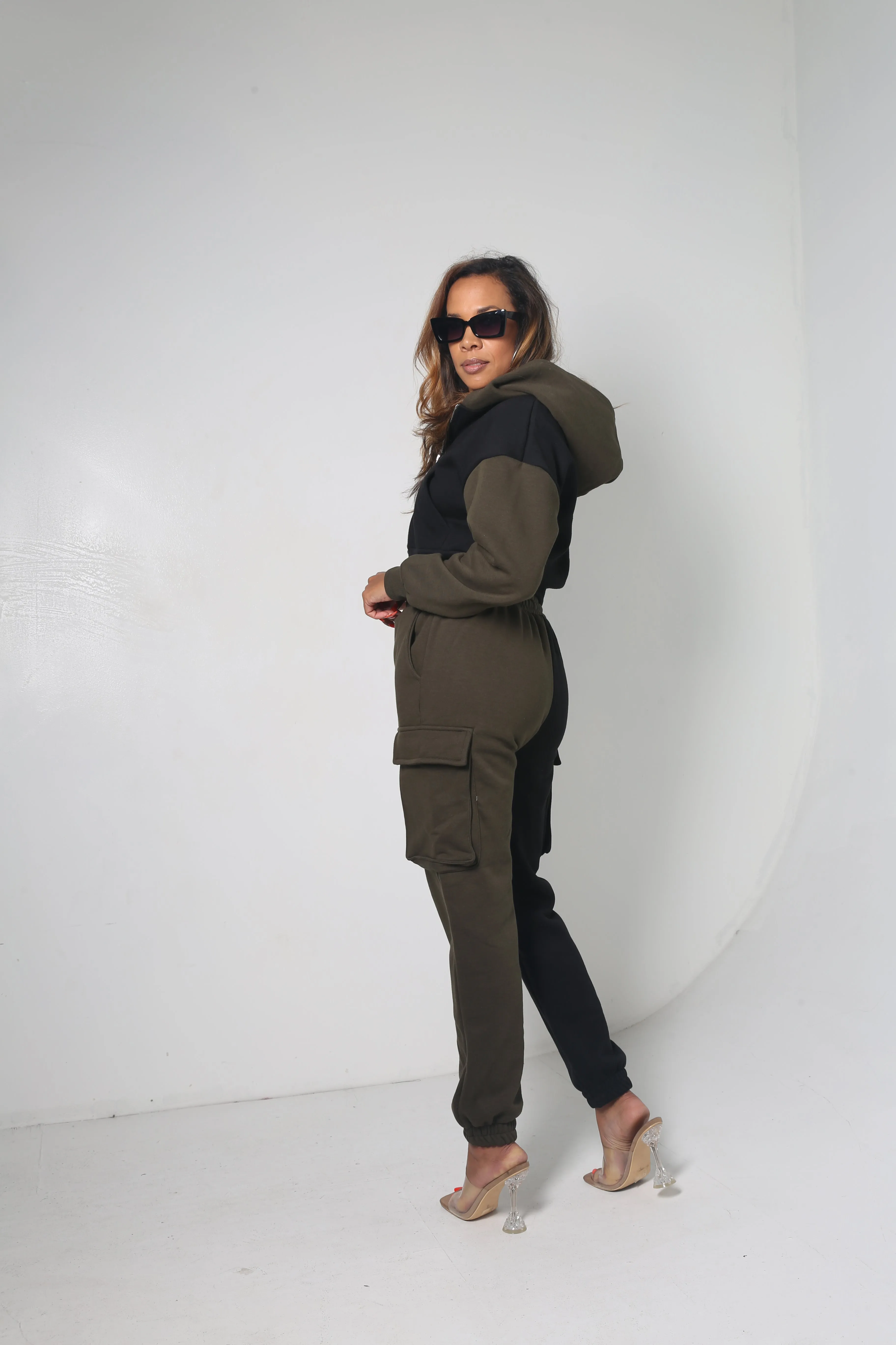 Two Tone Jogger Set | Olive