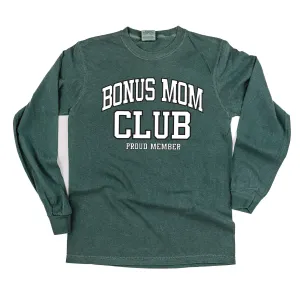 Varsity Style - BONUS MOM Club - Proud Member - LONG SLEEVE COMFORT COLORS TEE