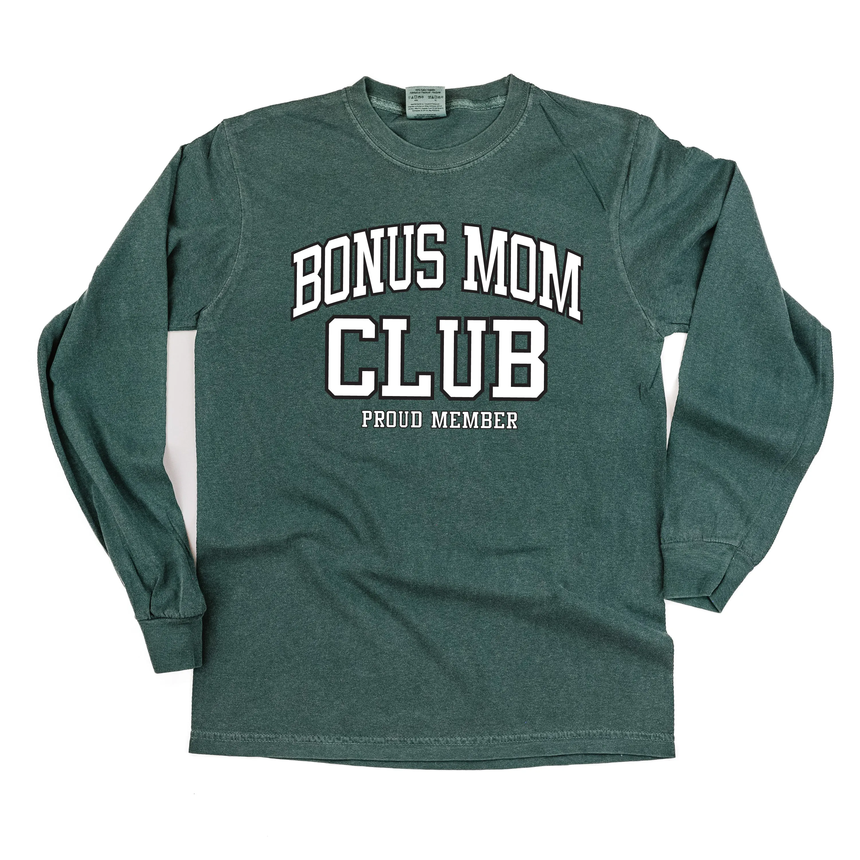 Varsity Style - BONUS MOM Club - Proud Member - LONG SLEEVE COMFORT COLORS TEE