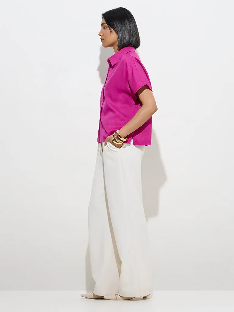 Wardrobe Magenta Solid Shirt