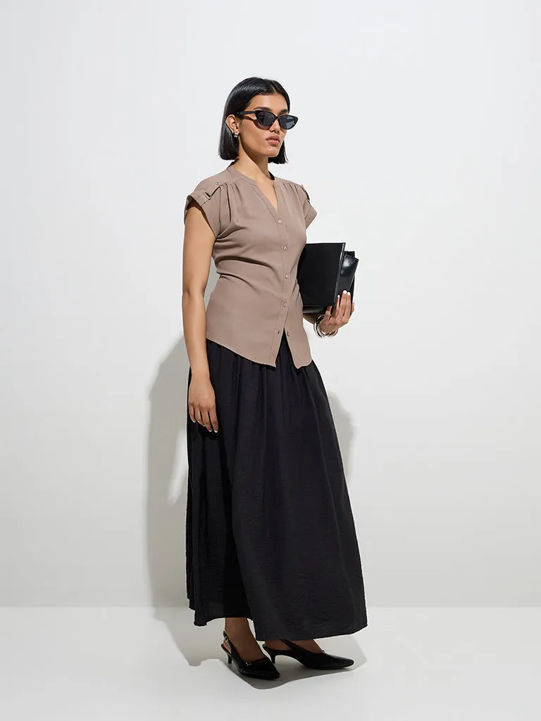Wardrobe Taupe Solid Shirt