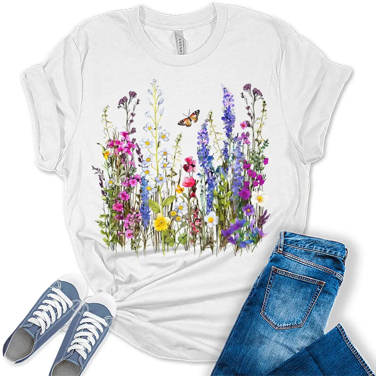 Womens Summer Shirt Vintage Boho Flower T Shirt Trendy Plus Size Graphic Tees
